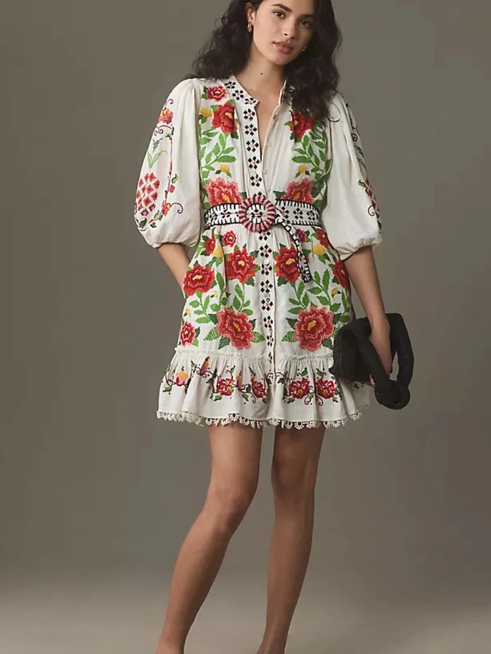 Farm Rio Carmina Embroidered Mini Dress - Picture 2 of 12